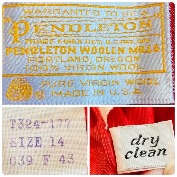 Pendleton Vintage Red Orange Wool Cropped Button Classic Jacket Blazer Plus 14 - Picture 11 of 12